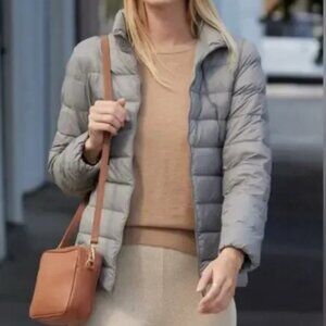 Quince Lightweight Down Puffer Jacket, Packable, Gray - Womens Small